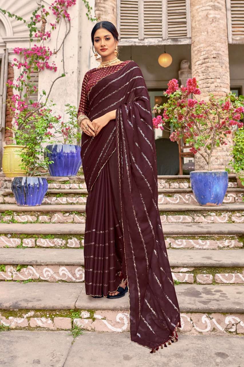 CREPE SEQUENCE BY YADU NANDAN FASHION 01 TO 06 SERIES INDIAN TRADITIONAL WEAR COLLECTION BEAUTIFUL STYLISH FANCY COLORFUL PARTY WEAR & OCCASIONAL WEAR RANGOLI CREPE SAREES AT WHOLESALE PRICE
