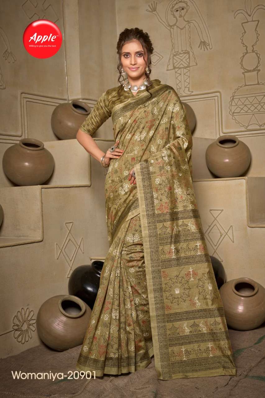WOMANIYA VOL-20 BY APPLE 20901 TO 20908 SERIES INDIAN TRADITIONAL WEAR COLLECTION BEAUTIFUL STYLISH FANCY COLORFUL PARTY WEAR & OCCASIONAL WEAR BHAGALPURI SAREES AT WHOLESALE PRICE
