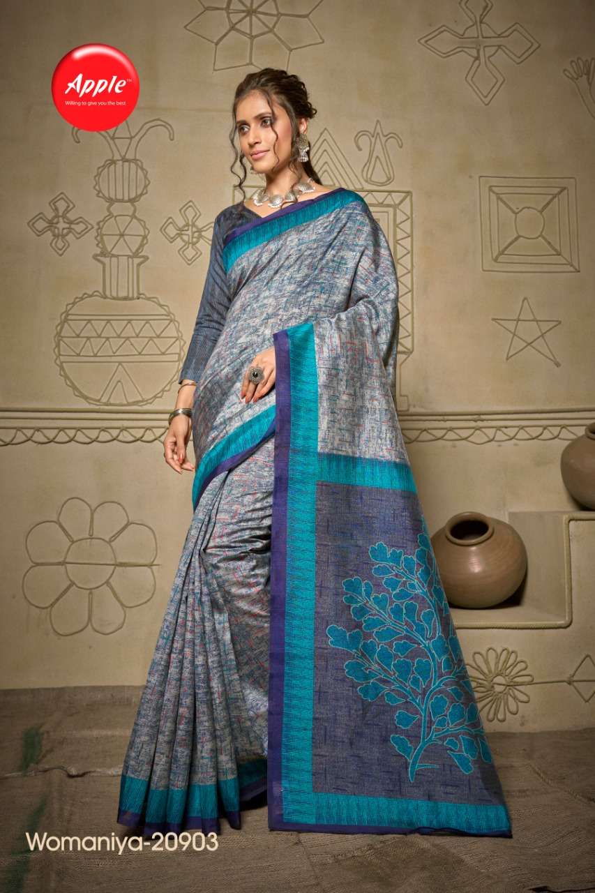 WOMANIYA VOL-20 BY APPLE 20901 TO 20908 SERIES INDIAN TRADITIONAL WEAR COLLECTION BEAUTIFUL STYLISH FANCY COLORFUL PARTY WEAR & OCCASIONAL WEAR BHAGALPURI SAREES AT WHOLESALE PRICE