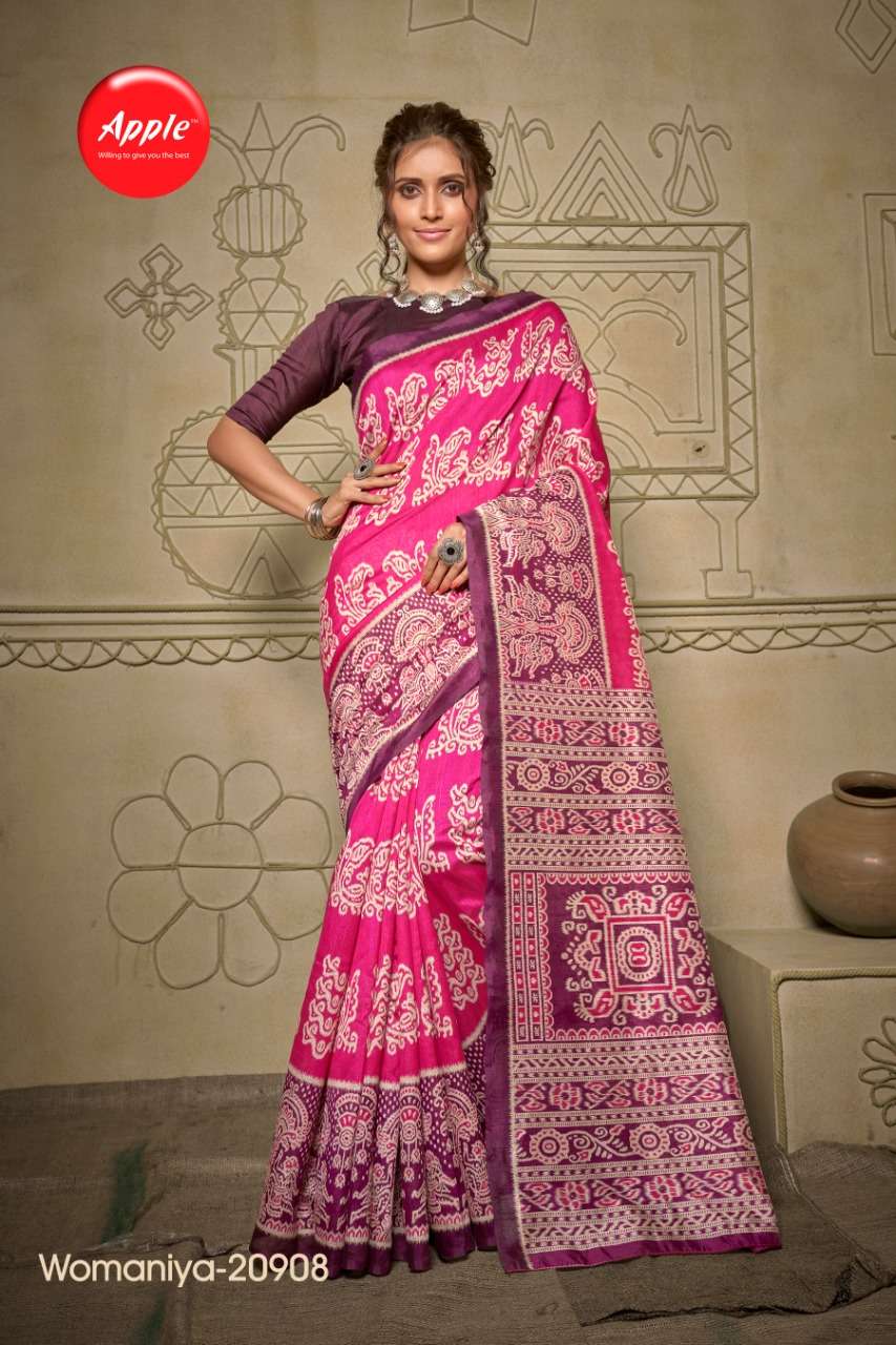 WOMANIYA VOL-20 BY APPLE 20901 TO 20908 SERIES INDIAN TRADITIONAL WEAR COLLECTION BEAUTIFUL STYLISH FANCY COLORFUL PARTY WEAR & OCCASIONAL WEAR BHAGALPURI SAREES AT WHOLESALE PRICE