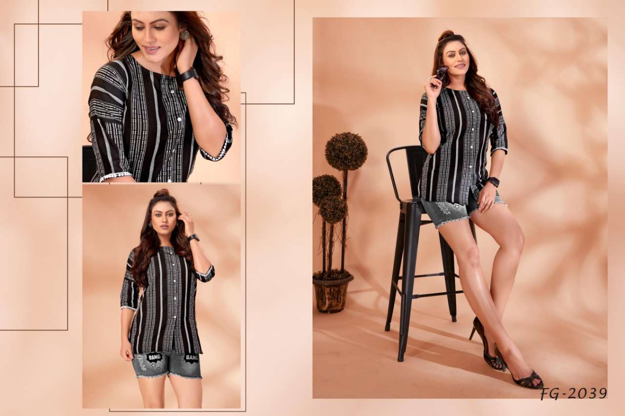 PARIS BY FASHION GALLERIA 2038 TO 2041 SERIES BEAUTIFUL STYLISH FANCY COLORFUL CASUAL WEAR & ETHNIC WEAR PURE COTTON TOPS AT WHOLESALE PRICE
