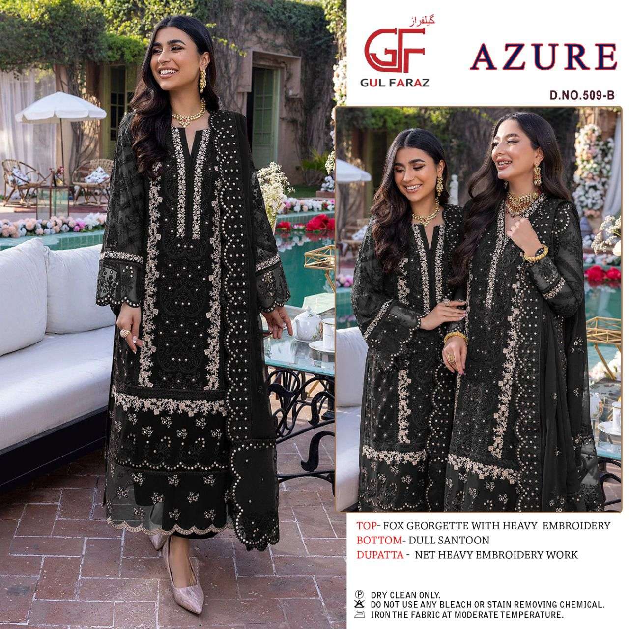 AZURE VOL-6 BY GUL FARAZ 509-A TO 509-D SERIES BEAUTIFUL PAKISTANI SUITS COLORFUL STYLISH FANCY CASUAL WEAR & ETHNIC WEAR FAUX GEORGETTE DRESSES AT WHOLESALE PRICE
