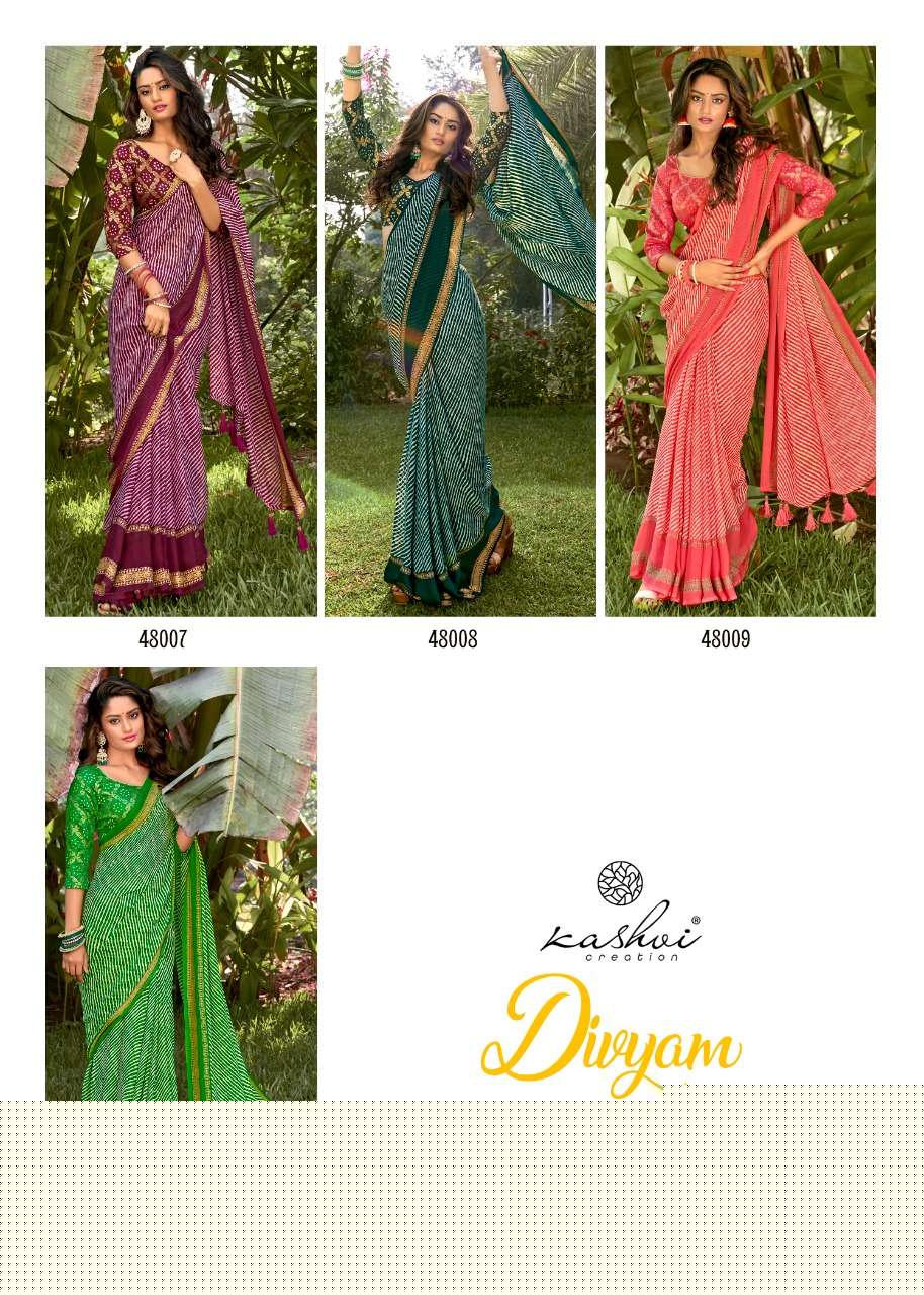 DIVYAM BY KASHVI CREATION 48001 TO 48010 SERIES INDIAN TRADITIONAL WEAR COLLECTION BEAUTIFUL STYLISH FANCY COLORFUL PARTY WEAR & OCCASIONAL WEAR DULL MOSS SAREES AT WHOLESALE PRICE