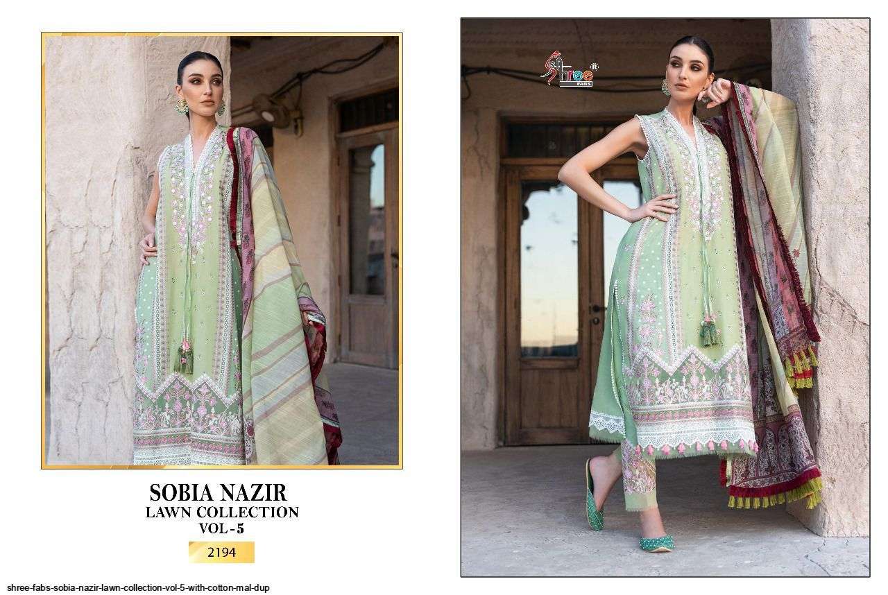 SOBIA NAZIR LAWN COLLECTION VOL-5 BY SHREE FABS 2191 TO 2195 SERIES PAKISTANI SUITS BEAUTIFUL FANCY COLORFUL STYLISH PARTY WEAR & OCCASIONAL WEAR PURE COTTON LAWN EMBROIDERED DRESSES AT WHOLESALE PRICE