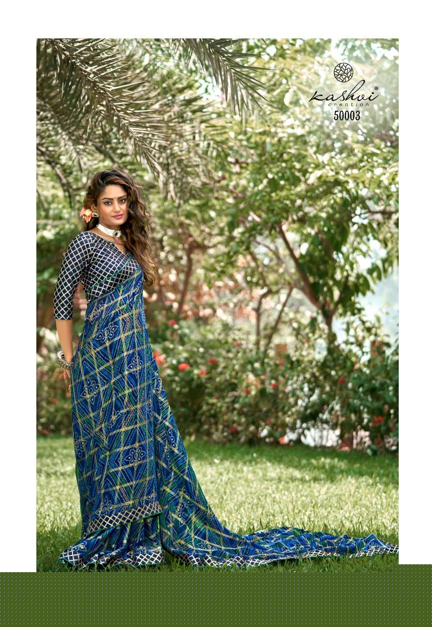 VAISHNAVI BY KASHVI CREATION 50001 TO 50010 SERIES INDIAN TRADITIONAL WEAR COLLECTION BEAUTIFUL STYLISH FANCY COLORFUL PARTY WEAR & OCCASIONAL WEAR CHIFFON SAREES AT WHOLESALE PRICE