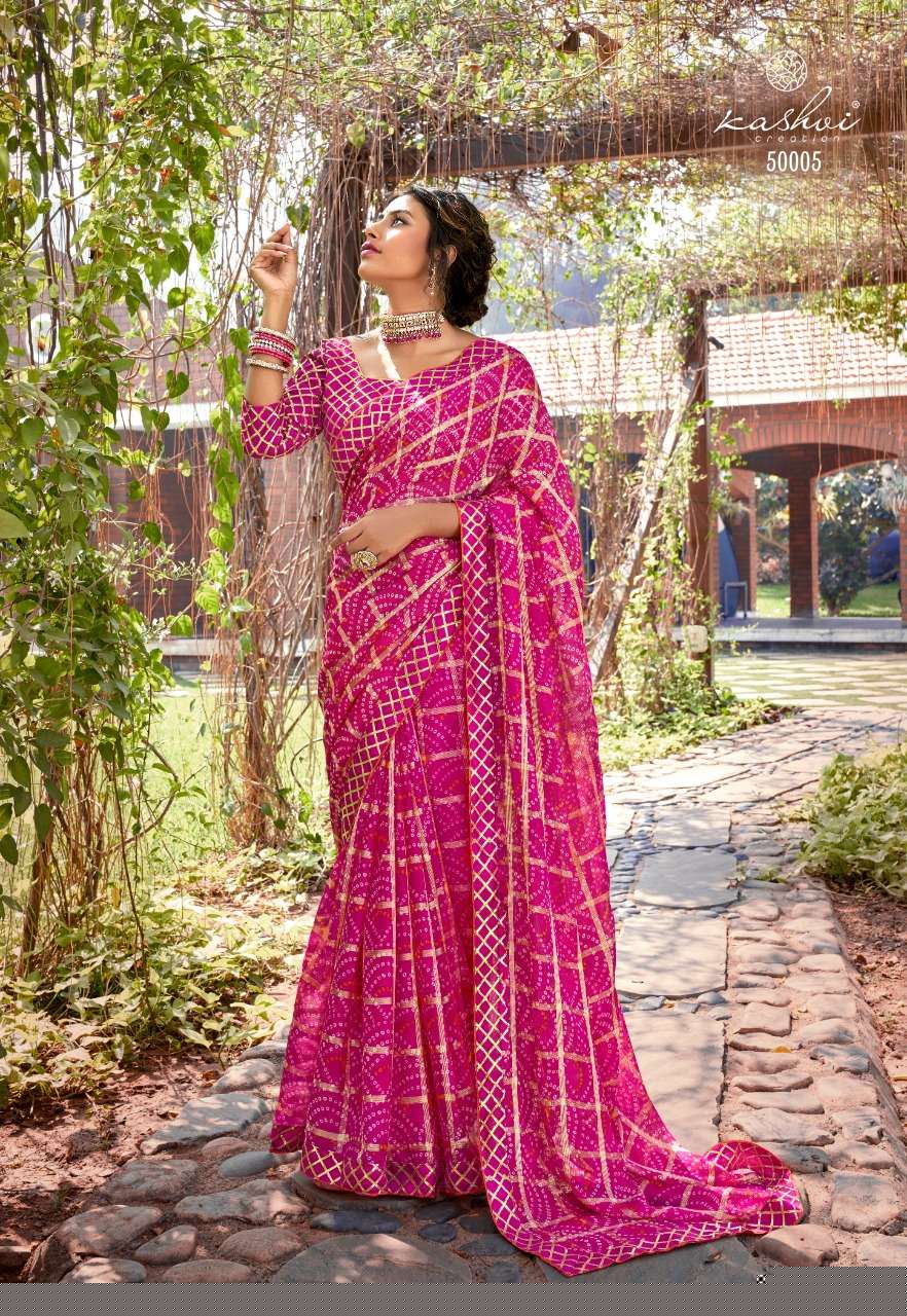VAISHNAVI BY KASHVI CREATION 50001 TO 50010 SERIES INDIAN TRADITIONAL WEAR COLLECTION BEAUTIFUL STYLISH FANCY COLORFUL PARTY WEAR & OCCASIONAL WEAR CHIFFON SAREES AT WHOLESALE PRICE