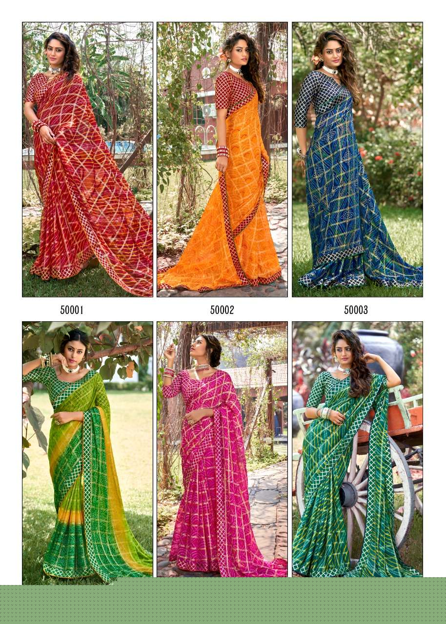 VAISHNAVI BY KASHVI CREATION 50001 TO 50010 SERIES INDIAN TRADITIONAL WEAR COLLECTION BEAUTIFUL STYLISH FANCY COLORFUL PARTY WEAR & OCCASIONAL WEAR CHIFFON SAREES AT WHOLESALE PRICE