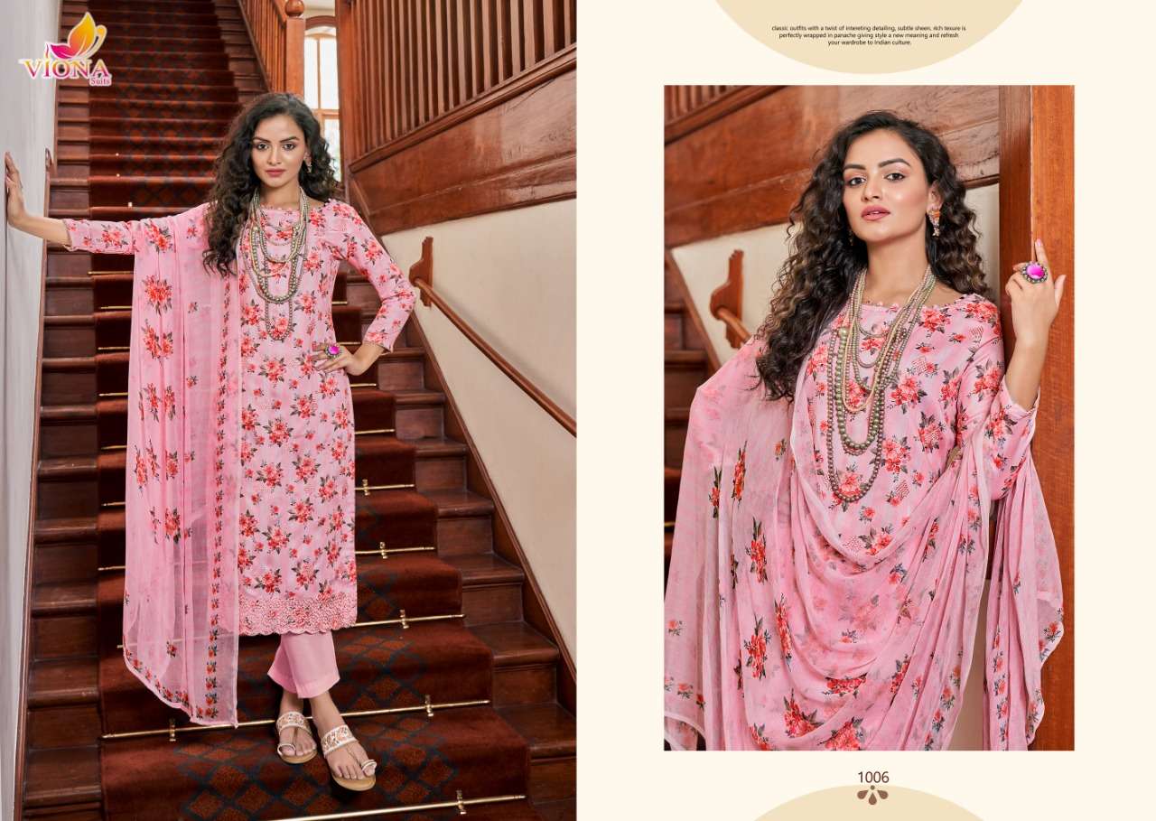 ANVI BY VIONA SUITS 1001 TO 1008 SERIES BEAUTIFUL SUITS COLORFUL STYLISH FANCY CASUAL WEAR & ETHNIC WEAR PURE COTTON PRINT DRESSES AT WHOLESALE PRICE
