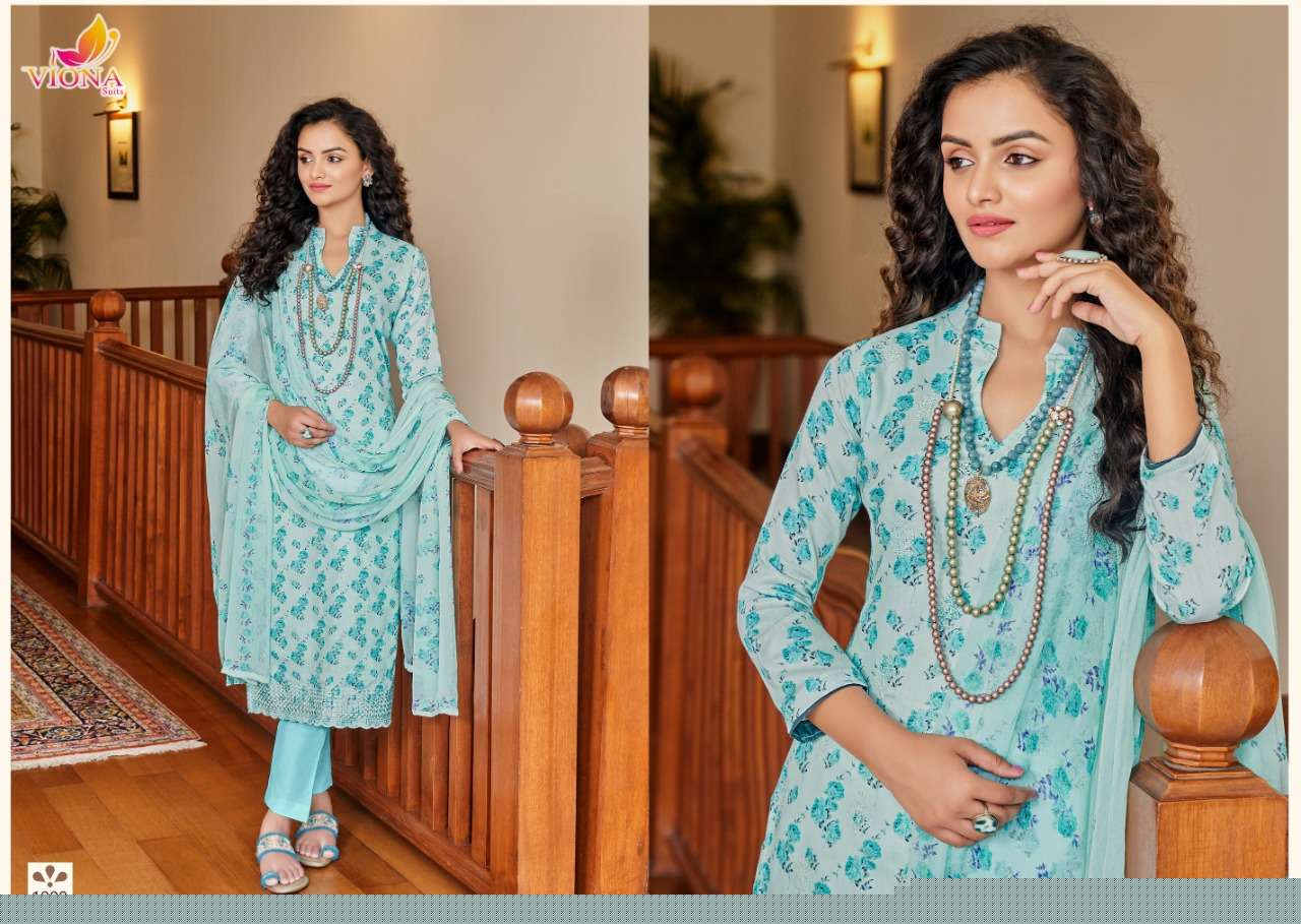 ANVI BY VIONA SUITS 1001 TO 1008 SERIES BEAUTIFUL SUITS COLORFUL STYLISH FANCY CASUAL WEAR & ETHNIC WEAR PURE COTTON PRINT DRESSES AT WHOLESALE PRICE