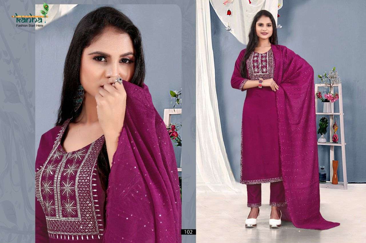NELLORE BY KANHA 101 TO 106 SERIES BEAUTIFUL SUITS COLORFUL STYLISH FANCY CASUAL WEAR & ETHNIC WEAR RAYON WITH WORK DRESSES AT WHOLESALE PRICE