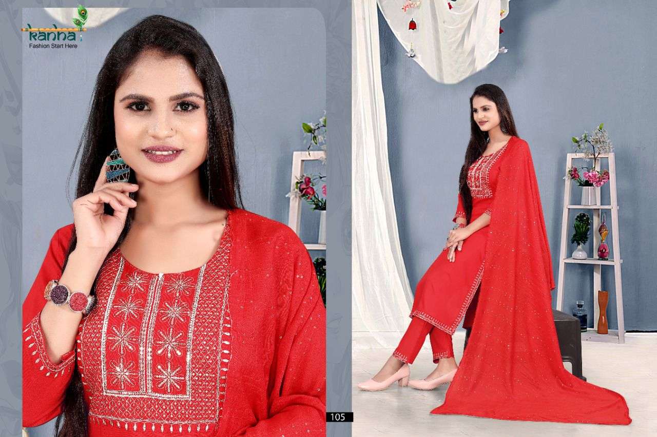 NELLORE BY KANHA 101 TO 106 SERIES BEAUTIFUL SUITS COLORFUL STYLISH FANCY CASUAL WEAR & ETHNIC WEAR RAYON WITH WORK DRESSES AT WHOLESALE PRICE
