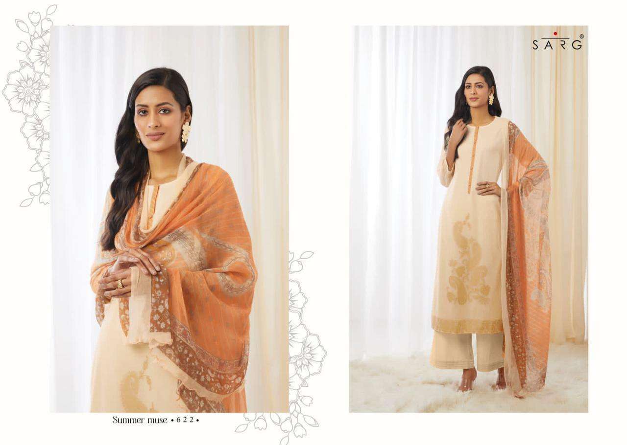 SUMMER MUSE BY SARG BEAUTIFUL SUITS COLORFUL STYLISH FANCY CASUAL WEAR & ETHNIC WEAR JACQUARD PRINT DRESSES AT WHOLESALE PRICE