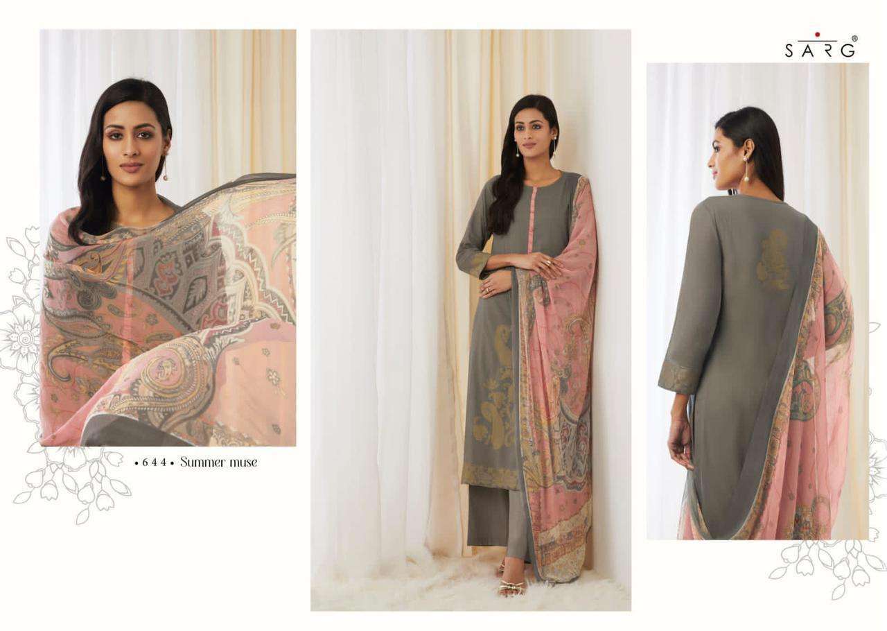 SUMMER MUSE BY SARG BEAUTIFUL SUITS COLORFUL STYLISH FANCY CASUAL WEAR & ETHNIC WEAR JACQUARD PRINT DRESSES AT WHOLESALE PRICE