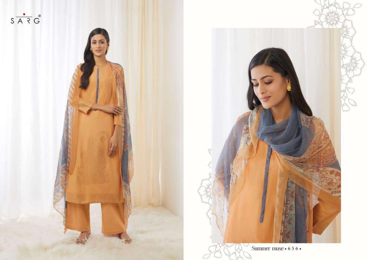 SUMMER MUSE BY SARG BEAUTIFUL SUITS COLORFUL STYLISH FANCY CASUAL WEAR & ETHNIC WEAR JACQUARD PRINT DRESSES AT WHOLESALE PRICE