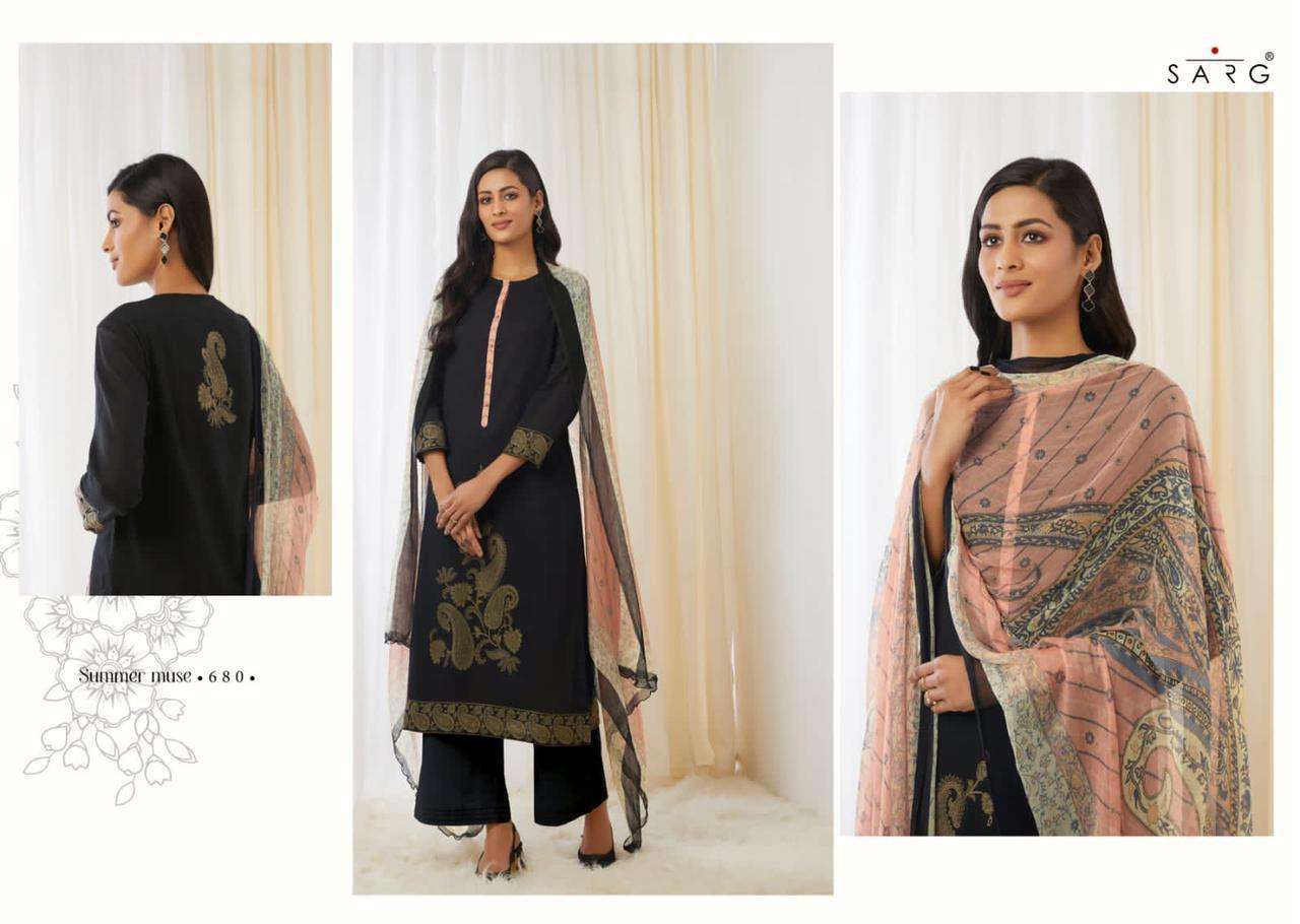 SUMMER MUSE BY SARG BEAUTIFUL SUITS COLORFUL STYLISH FANCY CASUAL WEAR & ETHNIC WEAR JACQUARD PRINT DRESSES AT WHOLESALE PRICE