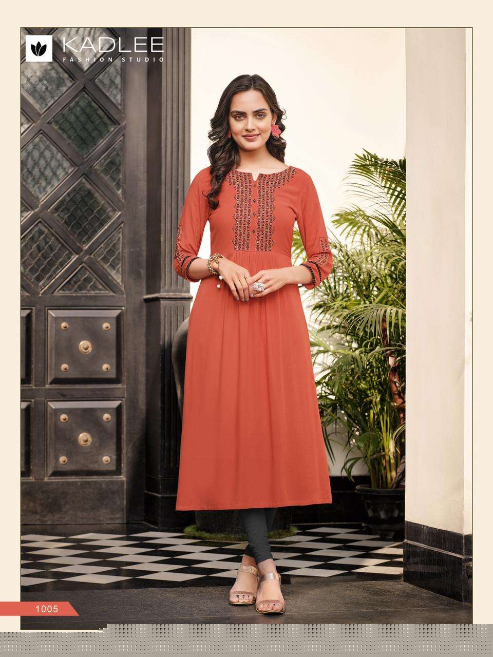 CINDERELLA BY KADLEE 1001 TO 1006 SERIES DESIGNER STYLISH FANCY COLORFUL BEAUTIFUL PARTY WEAR & ETHNIC WEAR COLLECTION RAYON EMBROIDERED KURTIS AT WHOLESALE PRICE