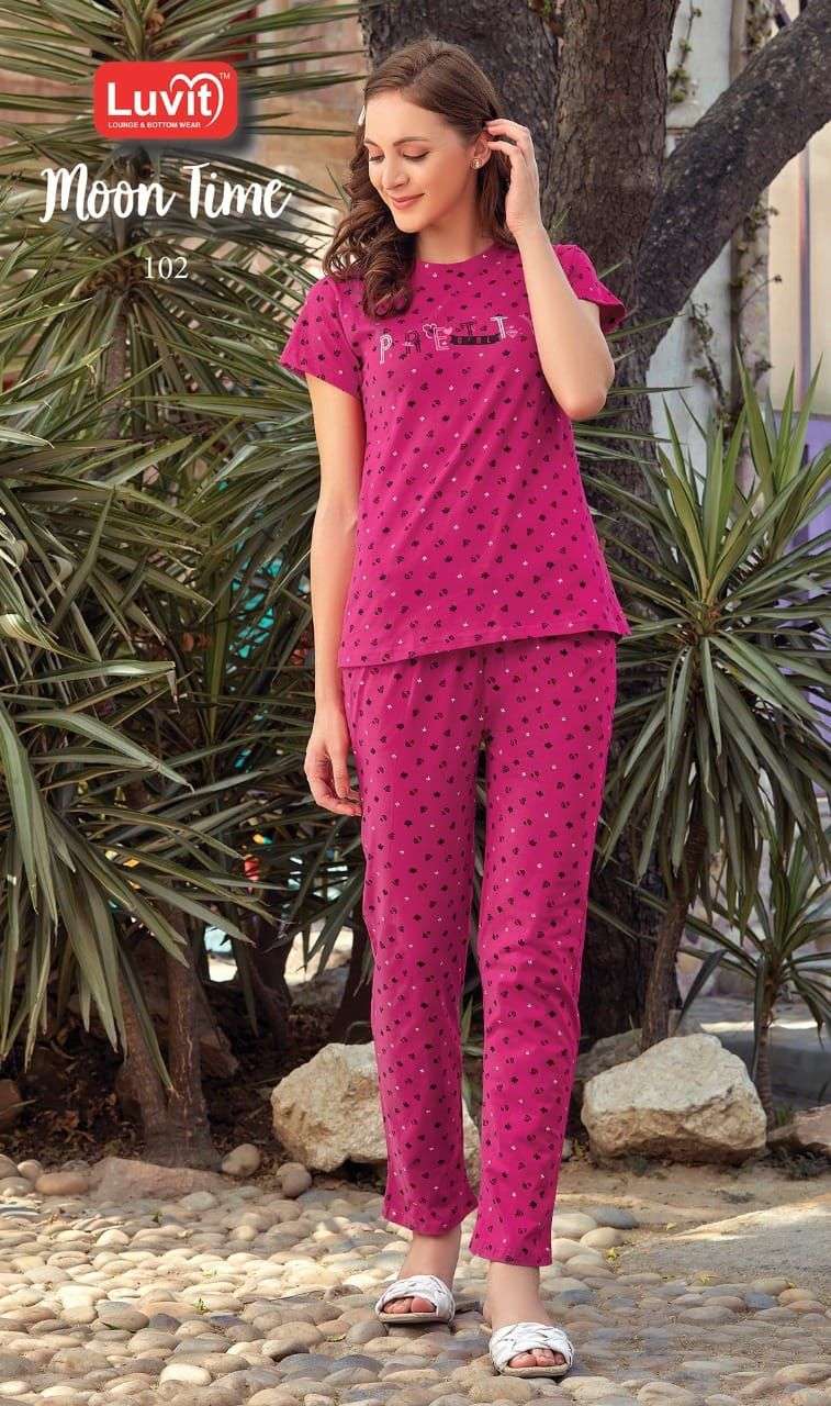 MOON TIME BY LUVIT 101 TO 108 SERIES DESIGNER STYLISH FANCY COLORFUL BEAUTIFUL PARTY WEAR & ETHNIC WEAR COLLECTION PURE SINKER NIGHT SUITS AT WHOLESALE PRICE