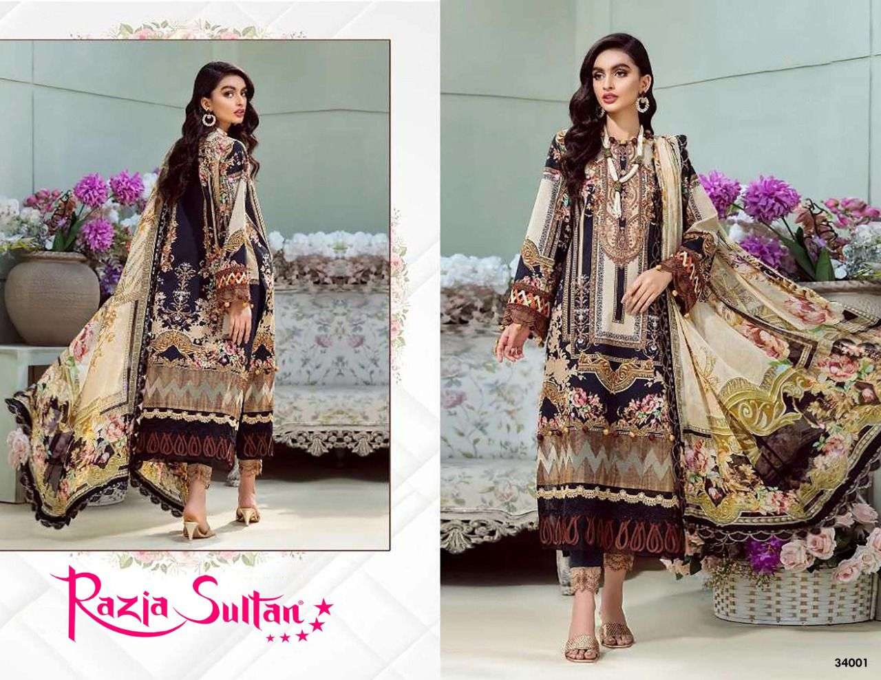 RAZIA SULTAN VOL-34 BY APANA COTTON 34001 TO 34010 SERIES BEAUTIFUL SUITS STYLISH FANCY COLORFUL CASUAL WEAR & ETHNIC WEAR COTTON PRINTED DRESSES AT WHOLESALE PRICE