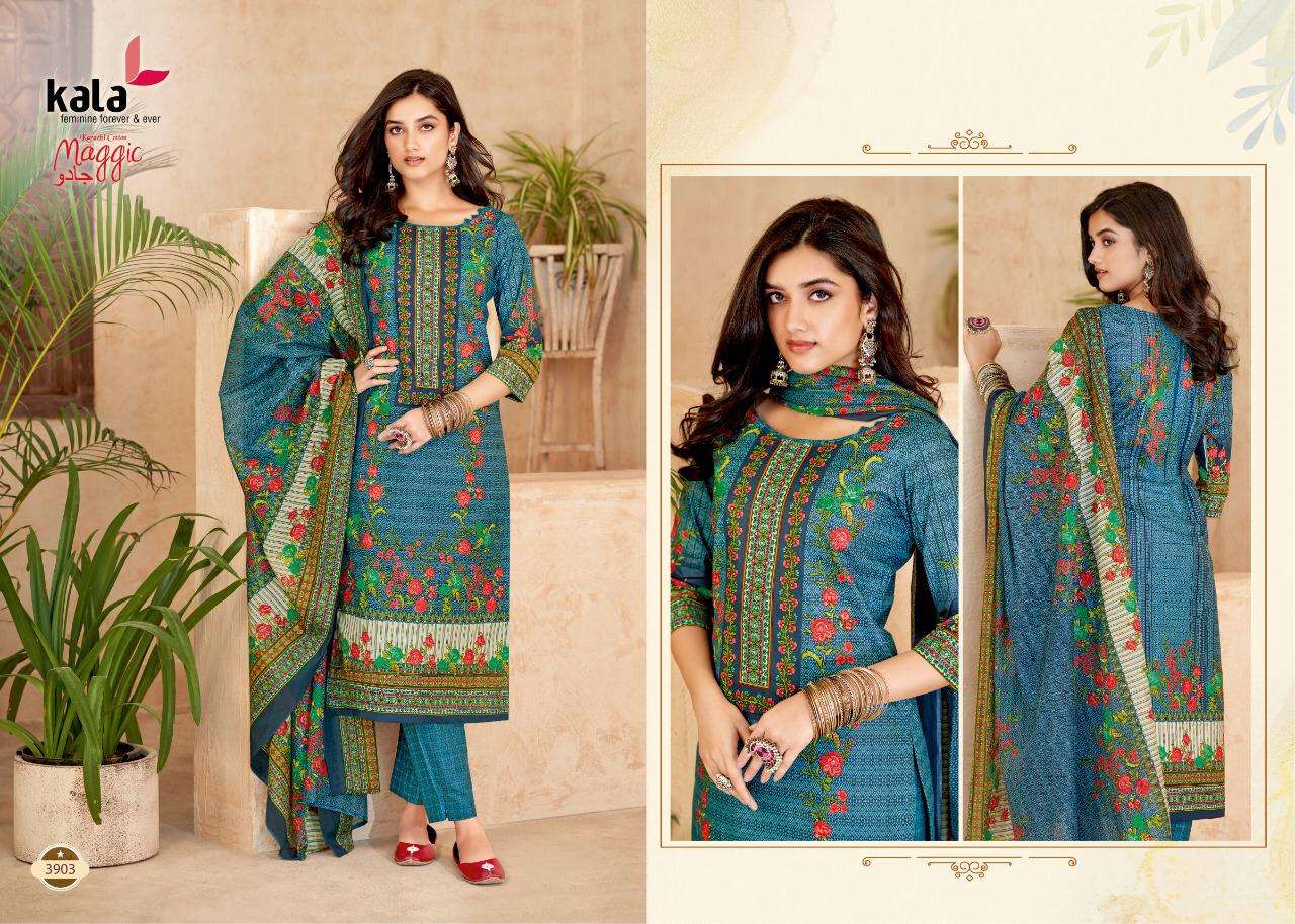 MAGGIC VOL-17 BY KALA 3901 TO 3912 SERIES BEAUTIFUL SUITS COLORFUL STYLISH FANCY CASUAL WEAR & ETHNIC WEAR PURE COTTON DRESSES AT WHOLESALE PRICE