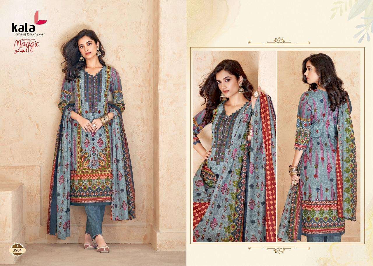 MAGGIC VOL-17 BY KALA 3901 TO 3912 SERIES BEAUTIFUL SUITS COLORFUL STYLISH FANCY CASUAL WEAR & ETHNIC WEAR PURE COTTON DRESSES AT WHOLESALE PRICE