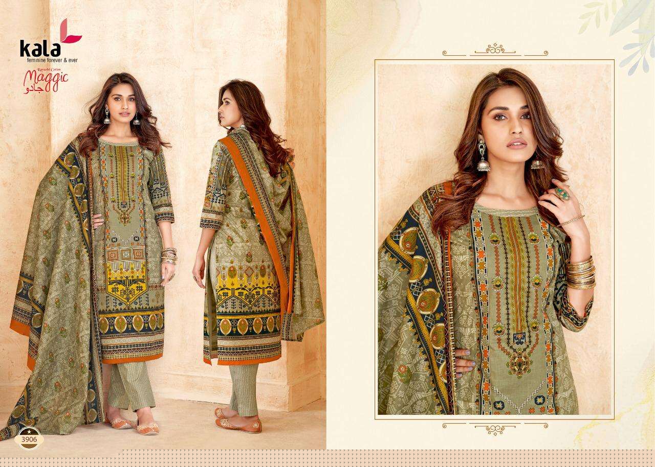MAGGIC VOL-17 BY KALA 3901 TO 3912 SERIES BEAUTIFUL SUITS COLORFUL STYLISH FANCY CASUAL WEAR & ETHNIC WEAR PURE COTTON DRESSES AT WHOLESALE PRICE