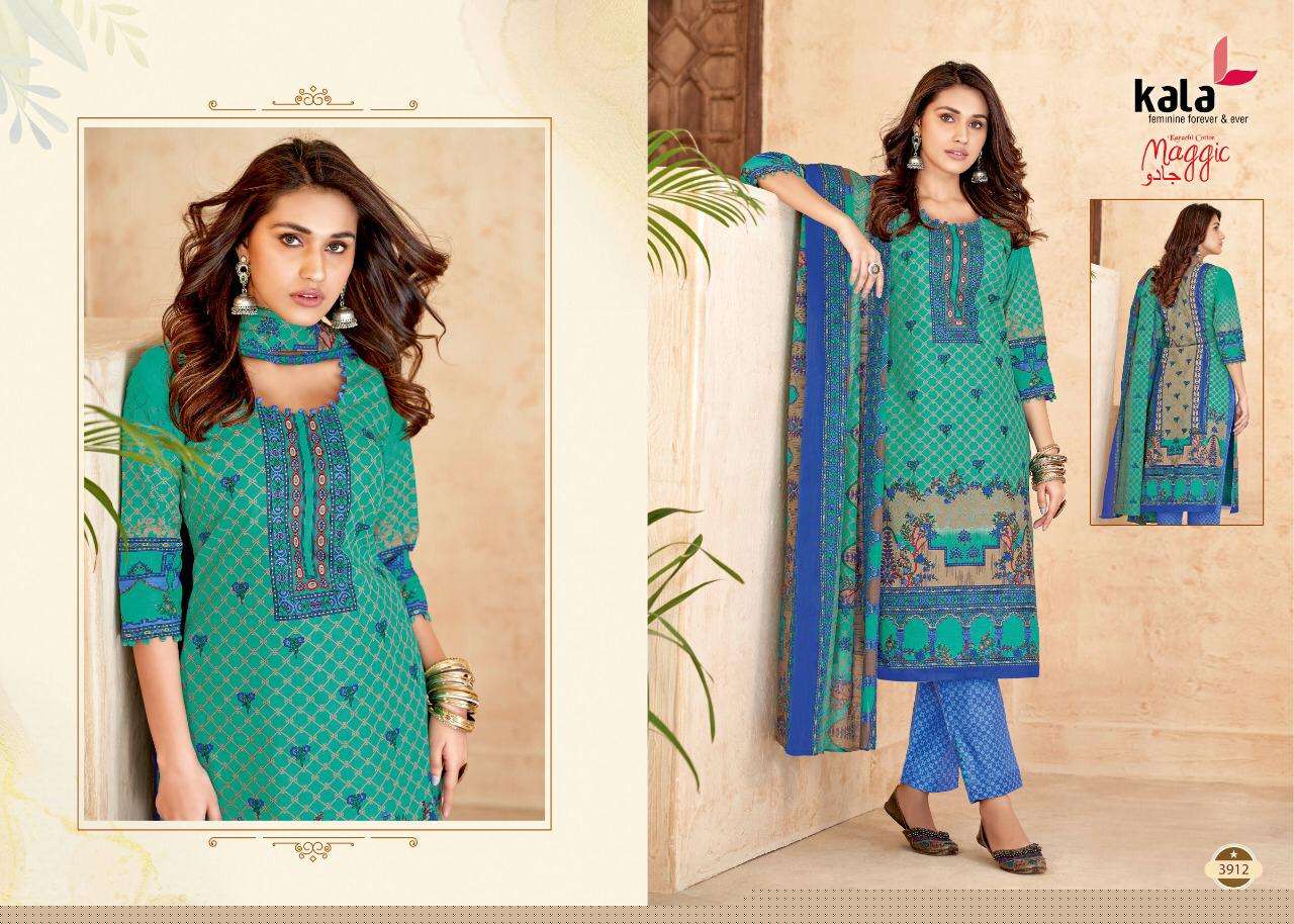 MAGGIC VOL-17 BY KALA 3901 TO 3912 SERIES BEAUTIFUL SUITS COLORFUL STYLISH FANCY CASUAL WEAR & ETHNIC WEAR PURE COTTON DRESSES AT WHOLESALE PRICE