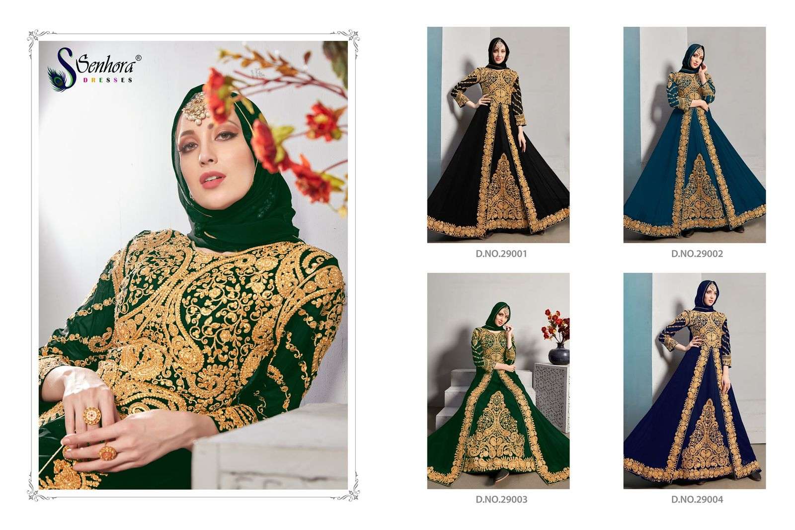 Afrin By Senhora Dresses 29001 To 29004 Series Indian Designer Traditional Wear Collection Beautiful Stylish Fancy Colorful Party Wear & Occasional Wear Real Georgette Embroidered Dresses At Wholesale Price