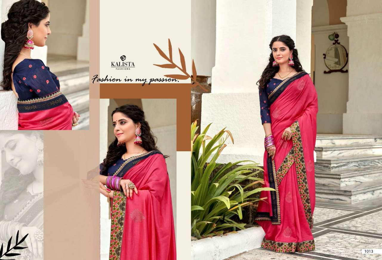 ALISHA GOLD VOL-3 BY KALISTA FASHION 1013 TO 1020 SERIES INDIAN TRADITIONAL WEAR COLLECTION BEAUTIFUL STYLISH FANCY COLORFUL PARTY WEAR & OCCASIONAL WEAR VICHITRA SAREES AT WHOLESALE PRICE