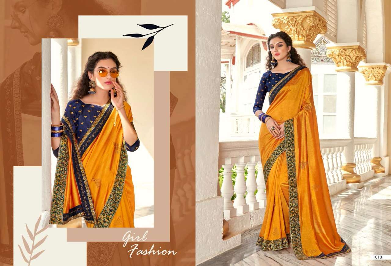 ALISHA GOLD VOL-3 BY KALISTA FASHION 1013 TO 1020 SERIES INDIAN TRADITIONAL WEAR COLLECTION BEAUTIFUL STYLISH FANCY COLORFUL PARTY WEAR & OCCASIONAL WEAR VICHITRA SAREES AT WHOLESALE PRICE