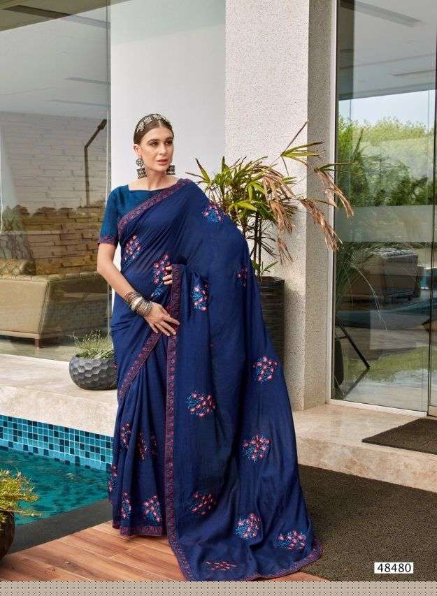APPLE VOL-3 BY KALISTA FASHION 48475 TO 48482 SERIES INDIAN TRADITIONAL WEAR COLLECTION BEAUTIFUL STYLISH FANCY COLORFUL PARTY WEAR & OCCASIONAL WEAR VICHITRA SAREES AT WHOLESALE PRICE