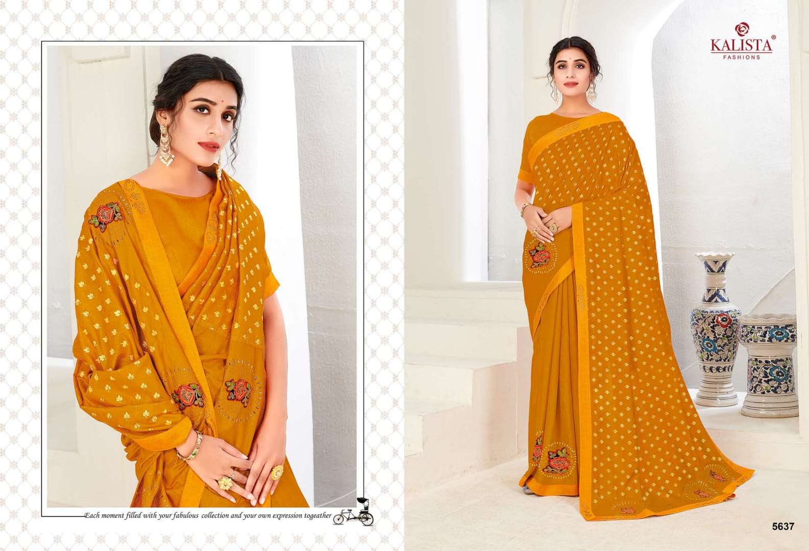 PAYTM BY KALISTA FASHION 5634 TO 5639 SERIES INDIAN TRADITIONAL WEAR COLLECTION BEAUTIFUL STYLISH FANCY COLORFUL PARTY WEAR & OCCASIONAL WEAR FANCY SAREES AT WHOLESALE PRICE