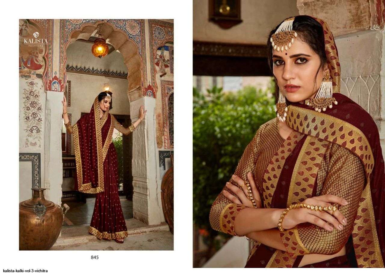 KALKI VOL-3 BY KALISTA FASHION 842 TO 849 SERIES INDIAN TRADITIONAL WEAR COLLECTION BEAUTIFUL STYLISH FANCY COLORFUL PARTY WEAR & OCCASIONAL WEAR VICHITRA SAREES AT WHOLESALE PRICE