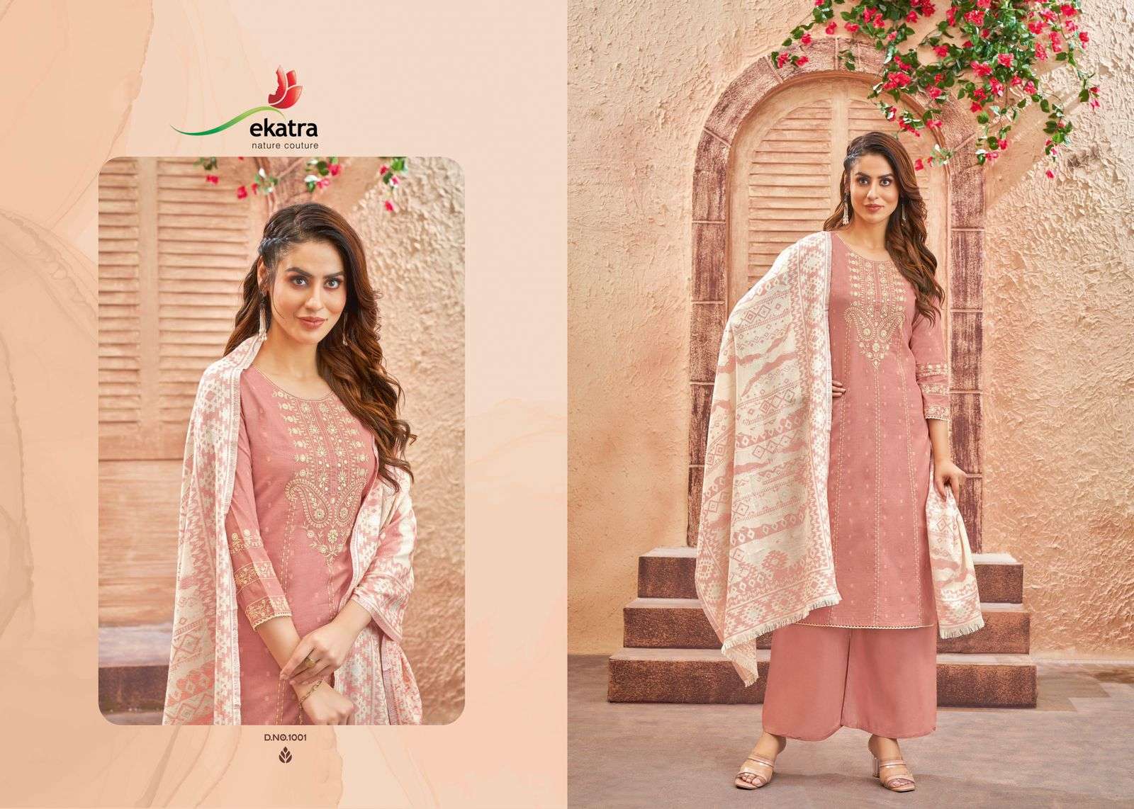 BLOSSOM VALLEY BY EKATRA 1001 TO 1006 SERIES BEAUTIFUL SUITS COLORFUL STYLISH FANCY CASUAL WEAR & ETHNIC WEAR PURE COTTON DOBBY EMBROIDERED DRESSES AT WHOLESALE PRICE
