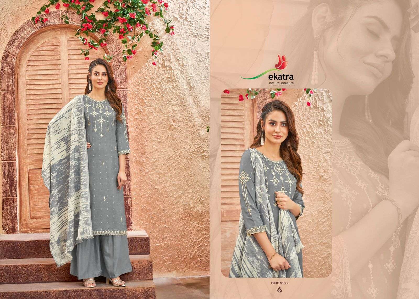 BLOSSOM VALLEY BY EKATRA 1001 TO 1006 SERIES BEAUTIFUL SUITS COLORFUL STYLISH FANCY CASUAL WEAR & ETHNIC WEAR PURE COTTON DOBBY EMBROIDERED DRESSES AT WHOLESALE PRICE
