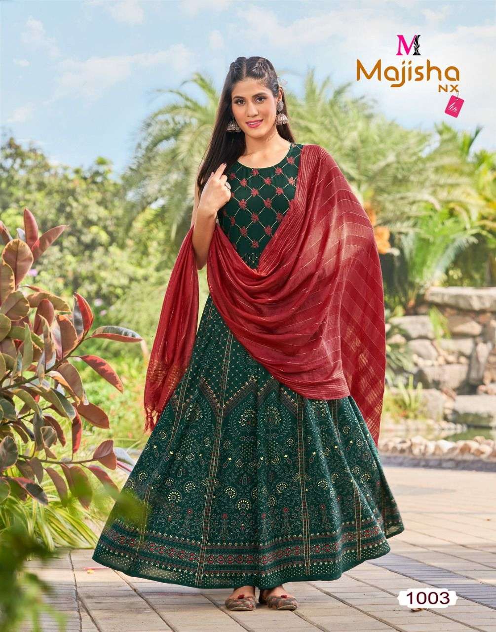 PANKH VOL-2 BY MAJISHA NX 1001 TO 1008 SERIES BEAUTIFUL STYLISH FANCY COLORFUL CASUAL WEAR & ETHNIC WEAR RAYON WITH WORK GOWNS WITH DUPATTA AT WHOLESALE PRICE