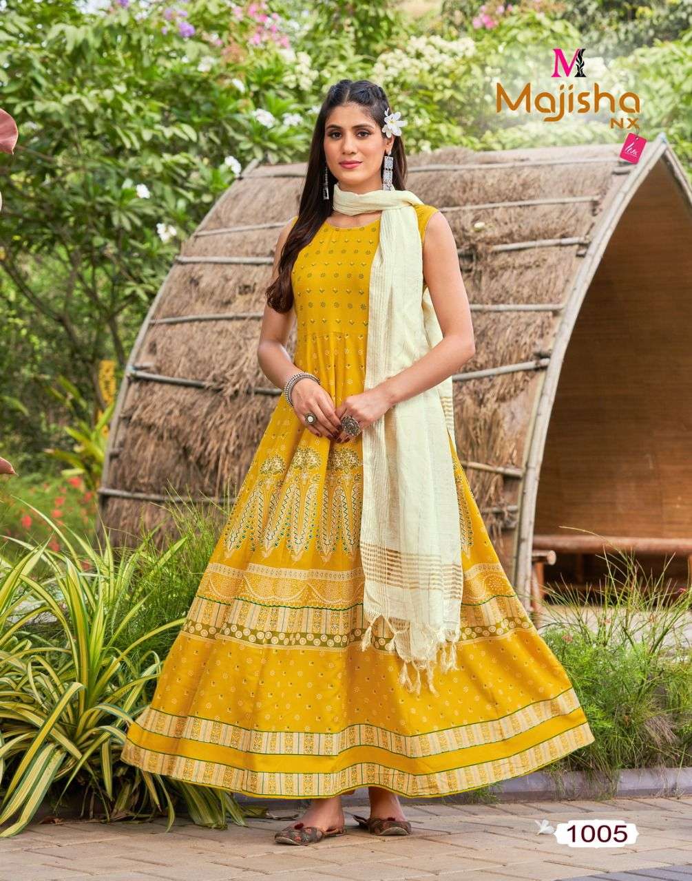 PANKH VOL-2 BY MAJISHA NX 1001 TO 1008 SERIES BEAUTIFUL STYLISH FANCY COLORFUL CASUAL WEAR & ETHNIC WEAR RAYON WITH WORK GOWNS WITH DUPATTA AT WHOLESALE PRICE