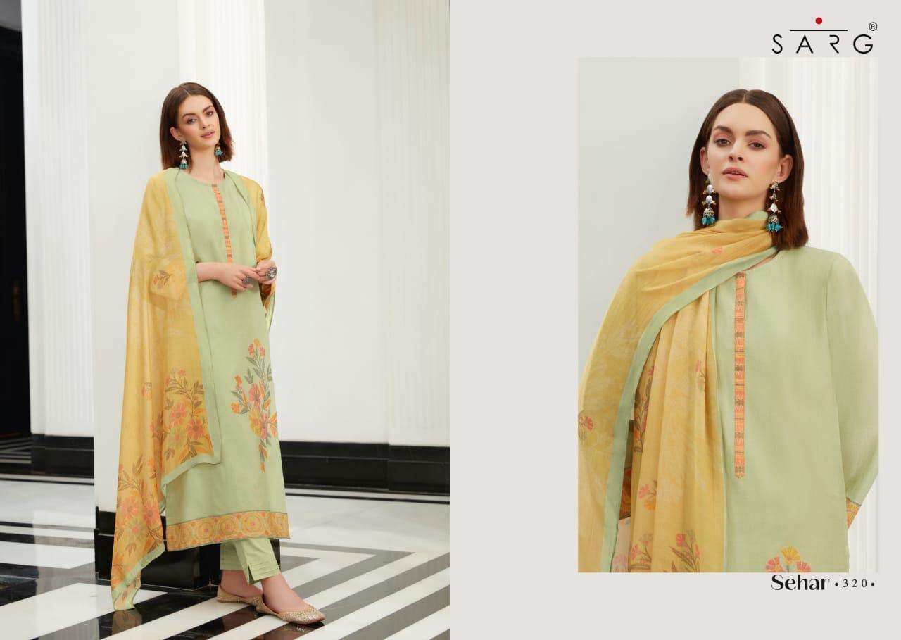 SEHAR BY SARG BEAUTIFUL SUITS COLORFUL STYLISH FANCY CASUAL WEAR & ETHNIC WEAR COTTO JACQUARD PRINT DRESSES AT WHOLESALE PRICE