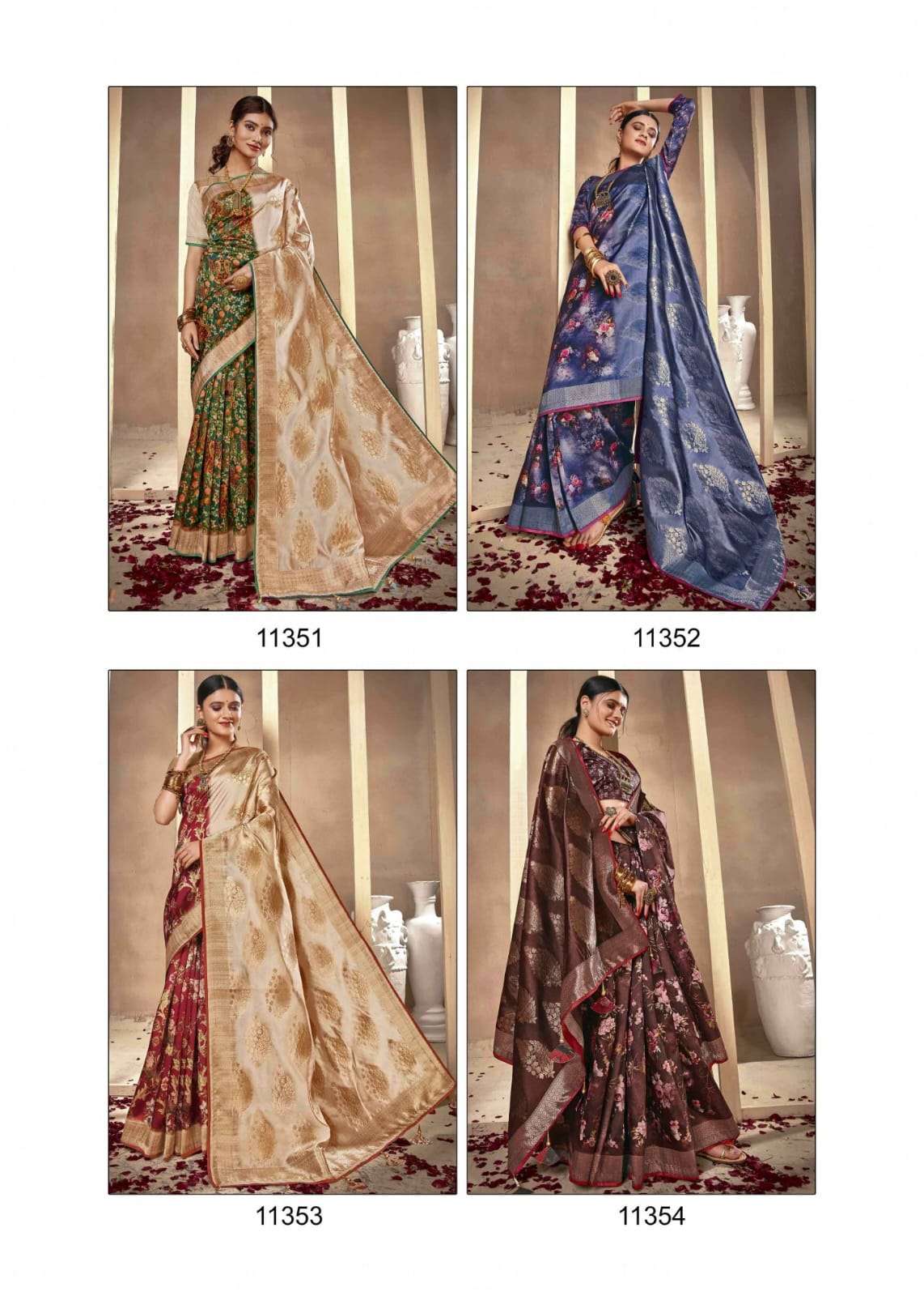 APURVA BY SHAKUNT 11351 TO 11358 SERIES INDIAN TRADITIONAL WEAR COLLECTION BEAUTIFUL STYLISH FANCY COLORFUL PARTY WEAR & OCCASIONAL WEAR SILK SAREES AT WHOLESALE PRICE