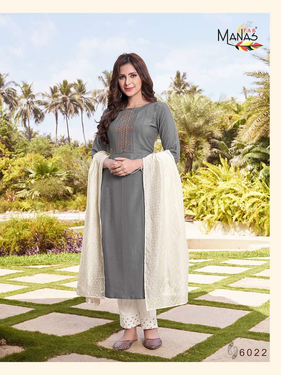 ARINA VOL-4 BY MANAS FAB 6019 TO 6024 SERIES DESIGNER SUITS BEAUTIFUL STYLISH FANCY COLORFUL PARTY WEAR & OCCASIONAL WEAR RAYON EMBROIDERED DRESSES AT WHOLESALE PRICE