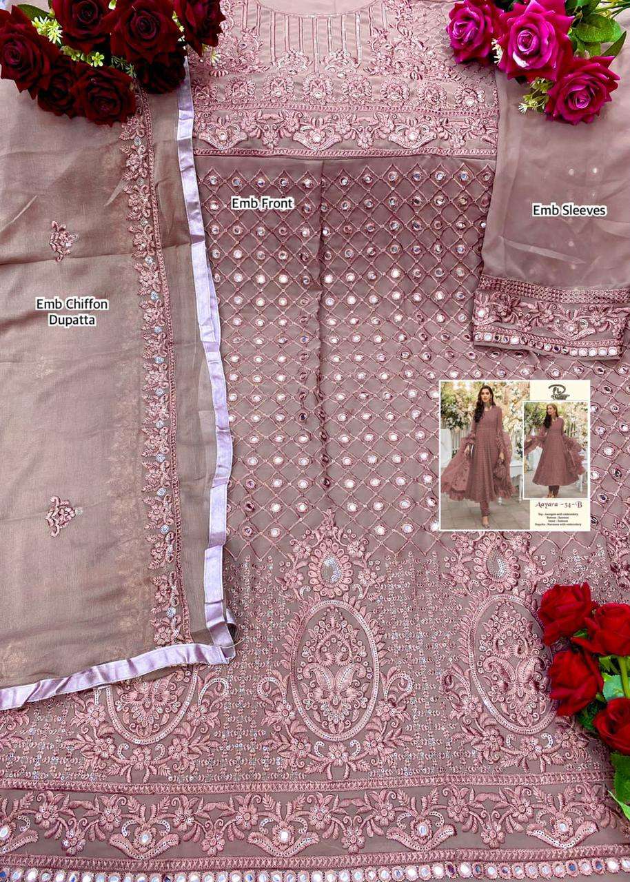 AAYARA 34 COLOURS BY LAAIBAH DESIGNER 34-A TO 34-D SERIES BEAUTIFUL STYLISH PAKISATNI SUITS FANCY COLORFUL CASUAL WEAR & ETHNIC WEAR & READY TO WEAR FAUX GEORGETTE WITH EMBROIDERY DRESSES AT WHOLESALE PRICE