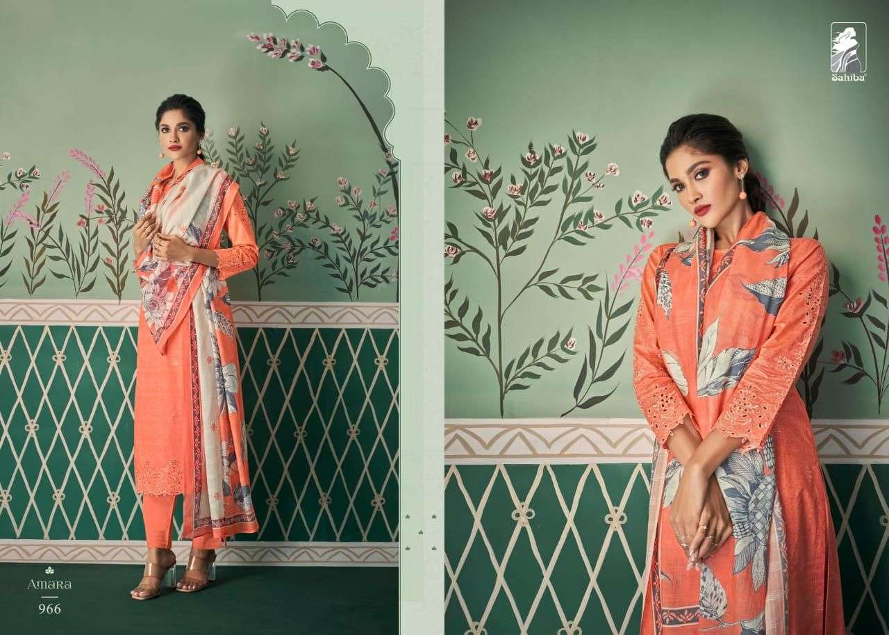 AMARA BY SAHIBA FABRICS BEAUTIFUL SUITS COLORFUL STYLISH FANCY CASUAL WEAR & ETHNIC WEAR PURE CAMBRIC DIGITAL PRINT DRESSES AT WHOLESALE PRICE
