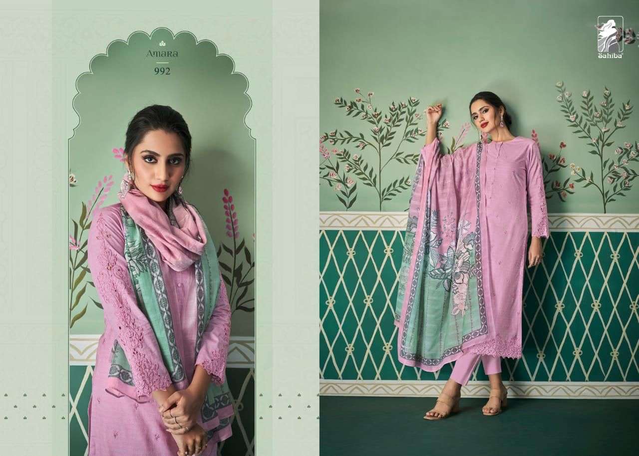AMARA BY SAHIBA FABRICS BEAUTIFUL SUITS COLORFUL STYLISH FANCY CASUAL WEAR & ETHNIC WEAR PURE CAMBRIC DIGITAL PRINT DRESSES AT WHOLESALE PRICE