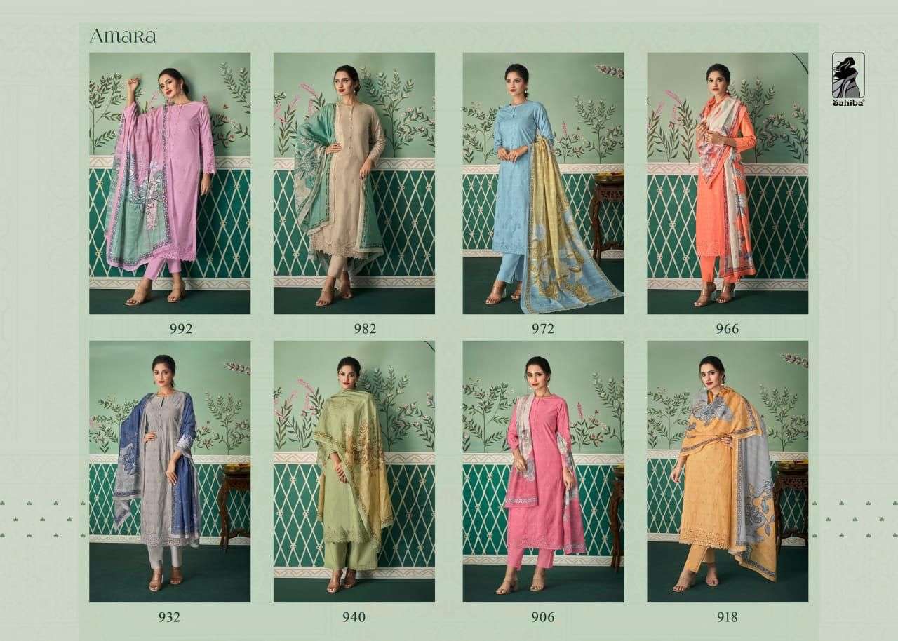 AMARA BY SAHIBA FABRICS BEAUTIFUL SUITS COLORFUL STYLISH FANCY CASUAL WEAR & ETHNIC WEAR PURE CAMBRIC DIGITAL PRINT DRESSES AT WHOLESALE PRICE