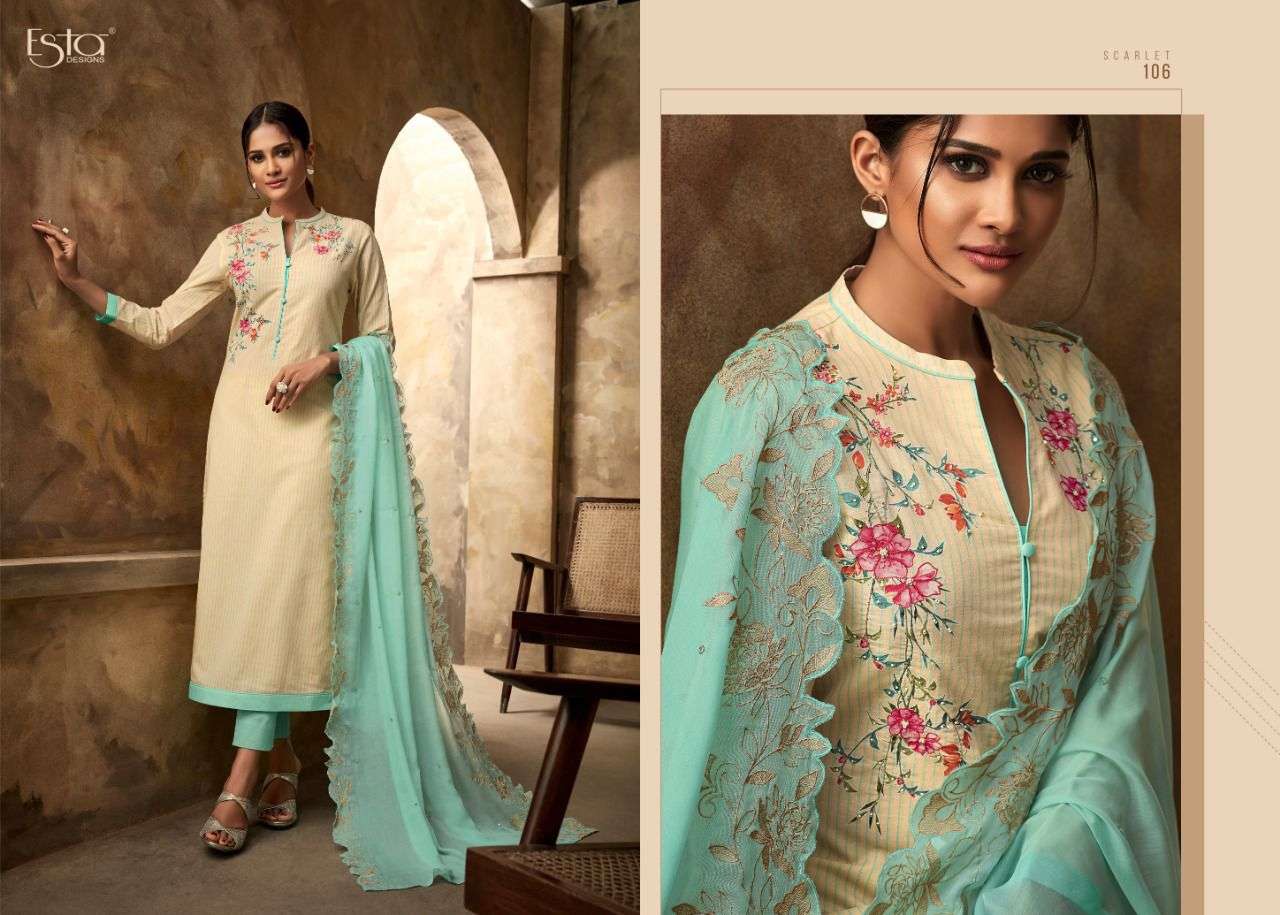 SCARLET BY ESTA DESIGNS 101 TO 112 SERIES BEAUTIFUL SUITS COLORFUL STYLISH FANCY CASUAL WEAR & ETHNIC WEAR GEORGETTE DIGITAL PRINT DRESSES AT WHOLESALE PRICE