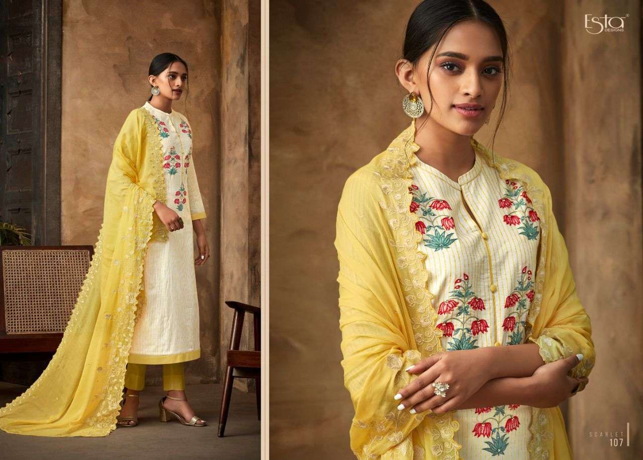 SCARLET BY ESTA DESIGNS 101 TO 112 SERIES BEAUTIFUL SUITS COLORFUL STYLISH FANCY CASUAL WEAR & ETHNIC WEAR GEORGETTE DIGITAL PRINT DRESSES AT WHOLESALE PRICE