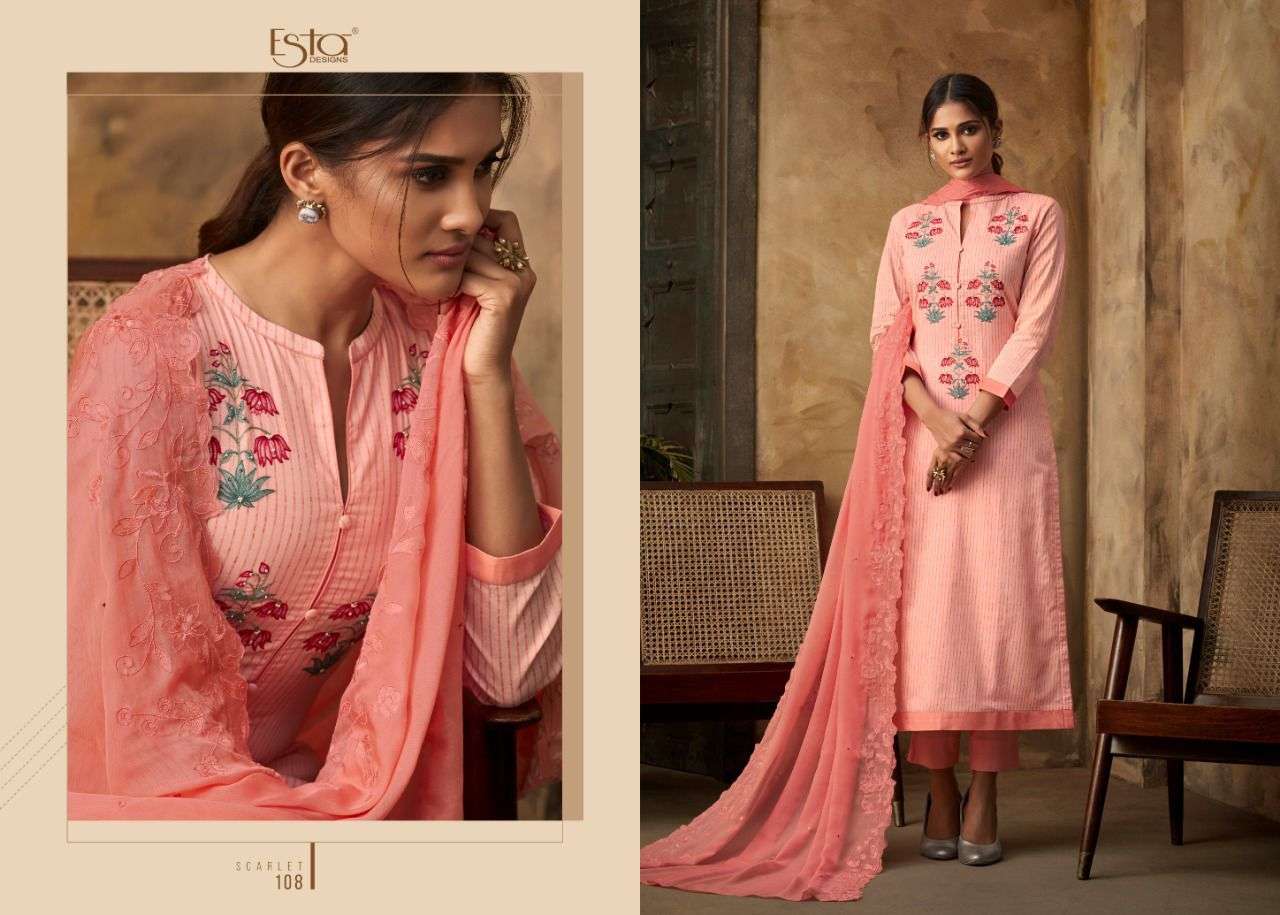 SCARLET BY ESTA DESIGNS 101 TO 112 SERIES BEAUTIFUL SUITS COLORFUL STYLISH FANCY CASUAL WEAR & ETHNIC WEAR GEORGETTE DIGITAL PRINT DRESSES AT WHOLESALE PRICE