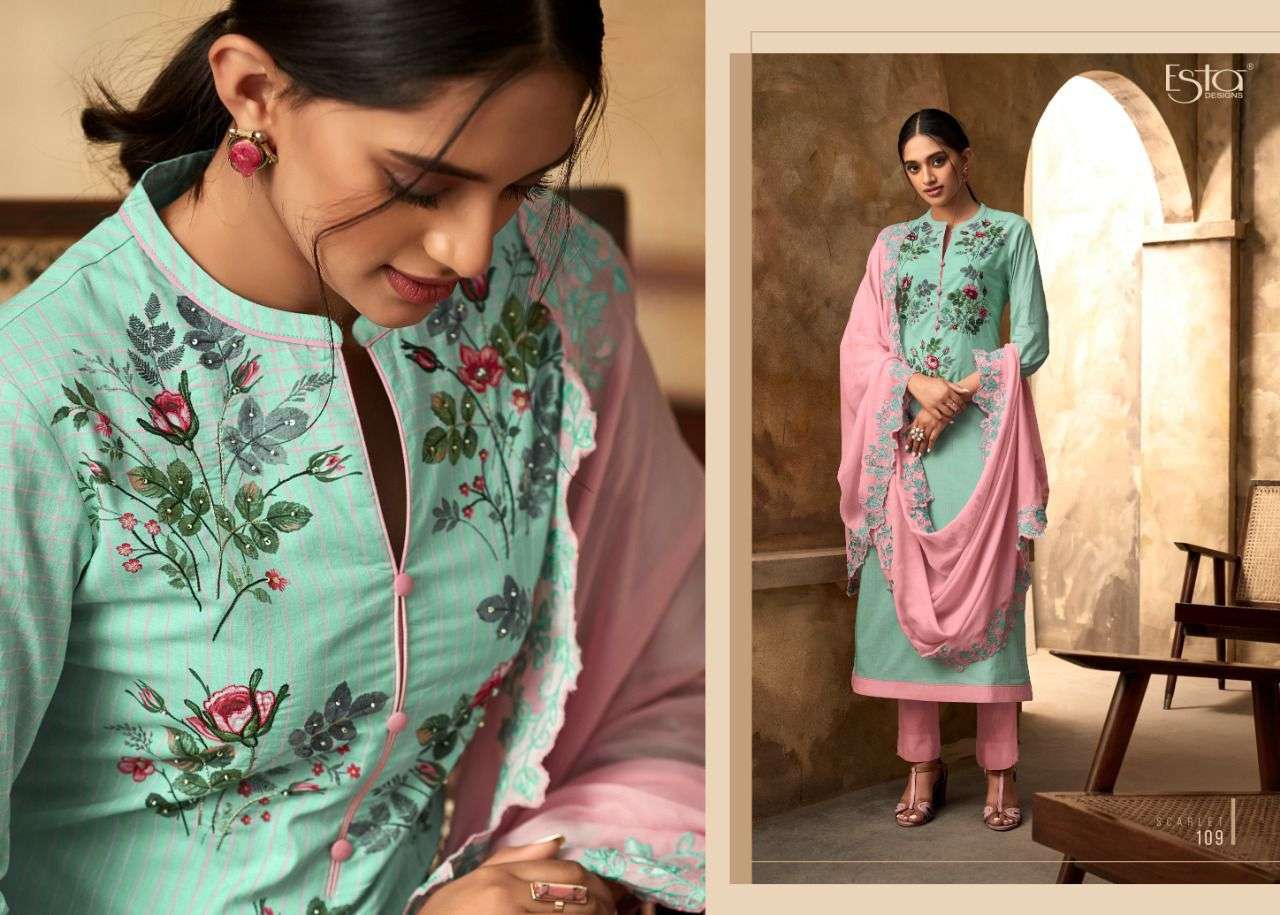 SCARLET BY ESTA DESIGNS 101 TO 112 SERIES BEAUTIFUL SUITS COLORFUL STYLISH FANCY CASUAL WEAR & ETHNIC WEAR GEORGETTE DIGITAL PRINT DRESSES AT WHOLESALE PRICE