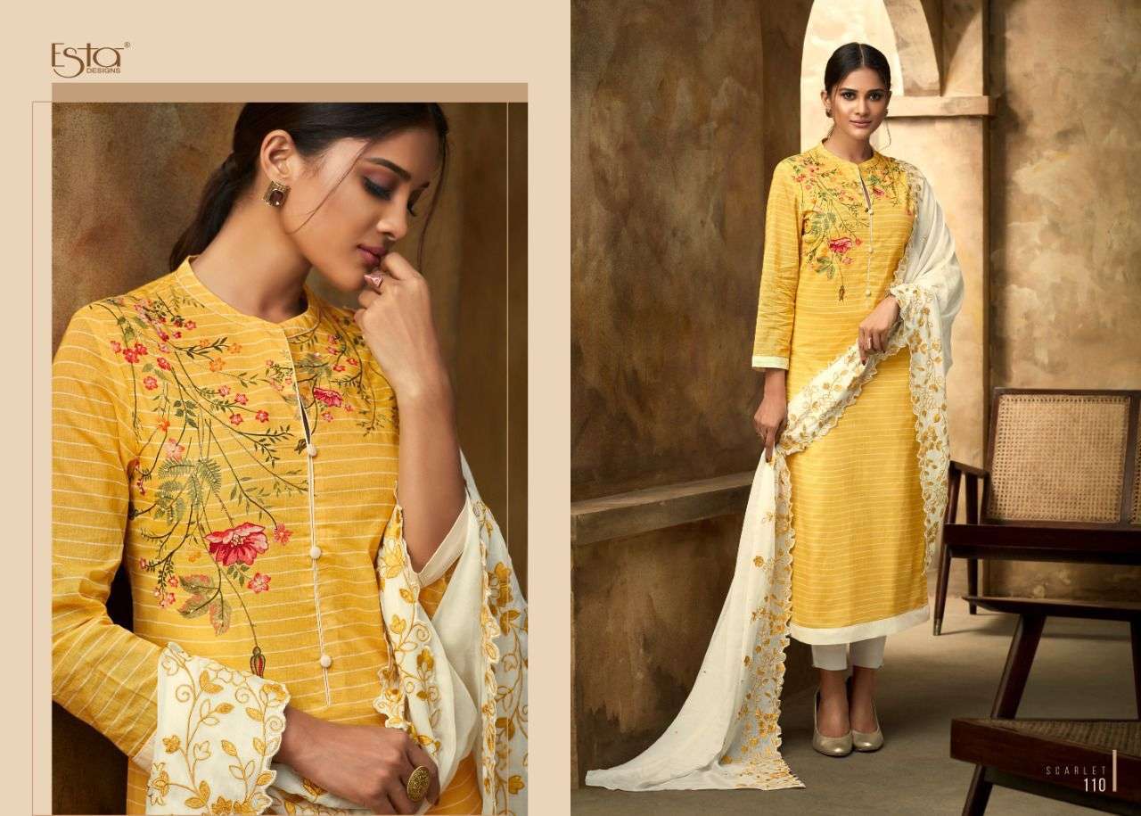 SCARLET BY ESTA DESIGNS 101 TO 112 SERIES BEAUTIFUL SUITS COLORFUL STYLISH FANCY CASUAL WEAR & ETHNIC WEAR GEORGETTE DIGITAL PRINT DRESSES AT WHOLESALE PRICE