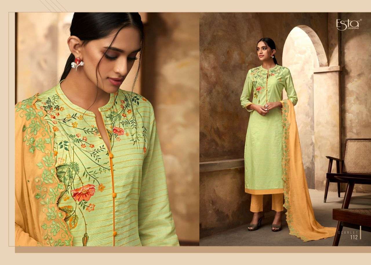 SCARLET BY ESTA DESIGNS 101 TO 112 SERIES BEAUTIFUL SUITS COLORFUL STYLISH FANCY CASUAL WEAR & ETHNIC WEAR GEORGETTE DIGITAL PRINT DRESSES AT WHOLESALE PRICE