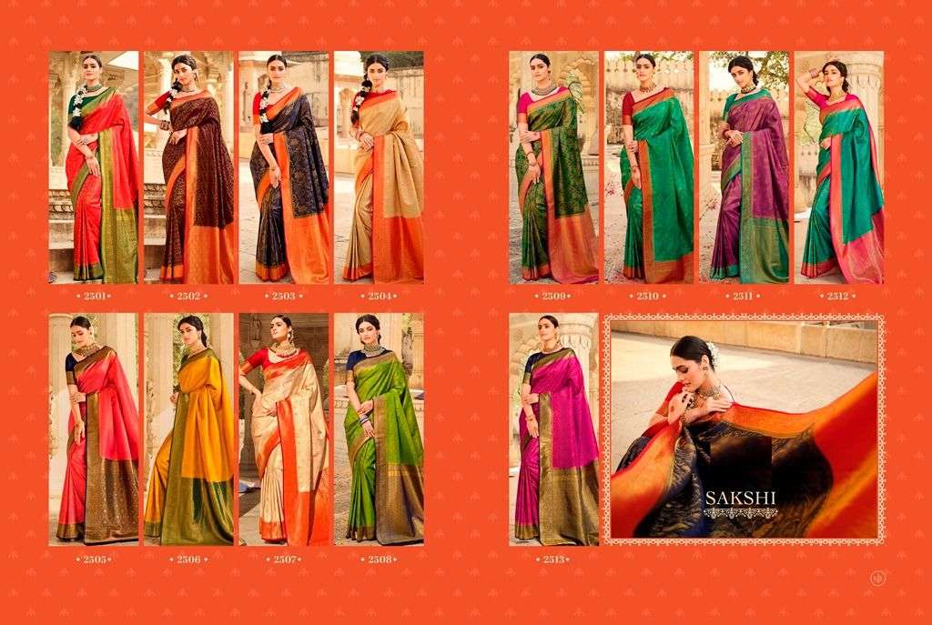 SAKSHI BY PANVI 2501 TO 2513 SERIES INDIAN TRADITIONAL WEAR COLLECTION BEAUTIFUL STYLISH FANCY COLORFUL PARTY WEAR & OCCASIONAL WEAR SATIN SILK SAREES AT WHOLESALE PRICE